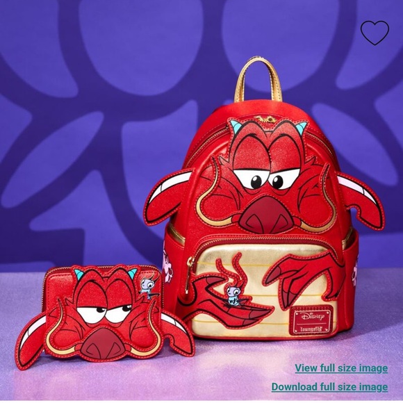 Loungefly Handbags - Loungefly Disney Mulan Glitter Mushu Figural Mini Backpack & Wallet
